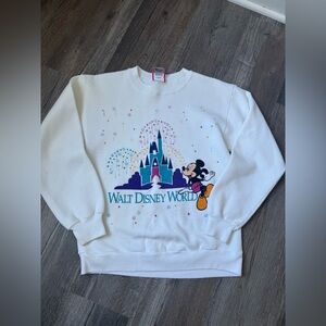VTG 90s DISNEY DESIGNS Walt Disney World Mickey Sweatshirt Rare White Crewneck S